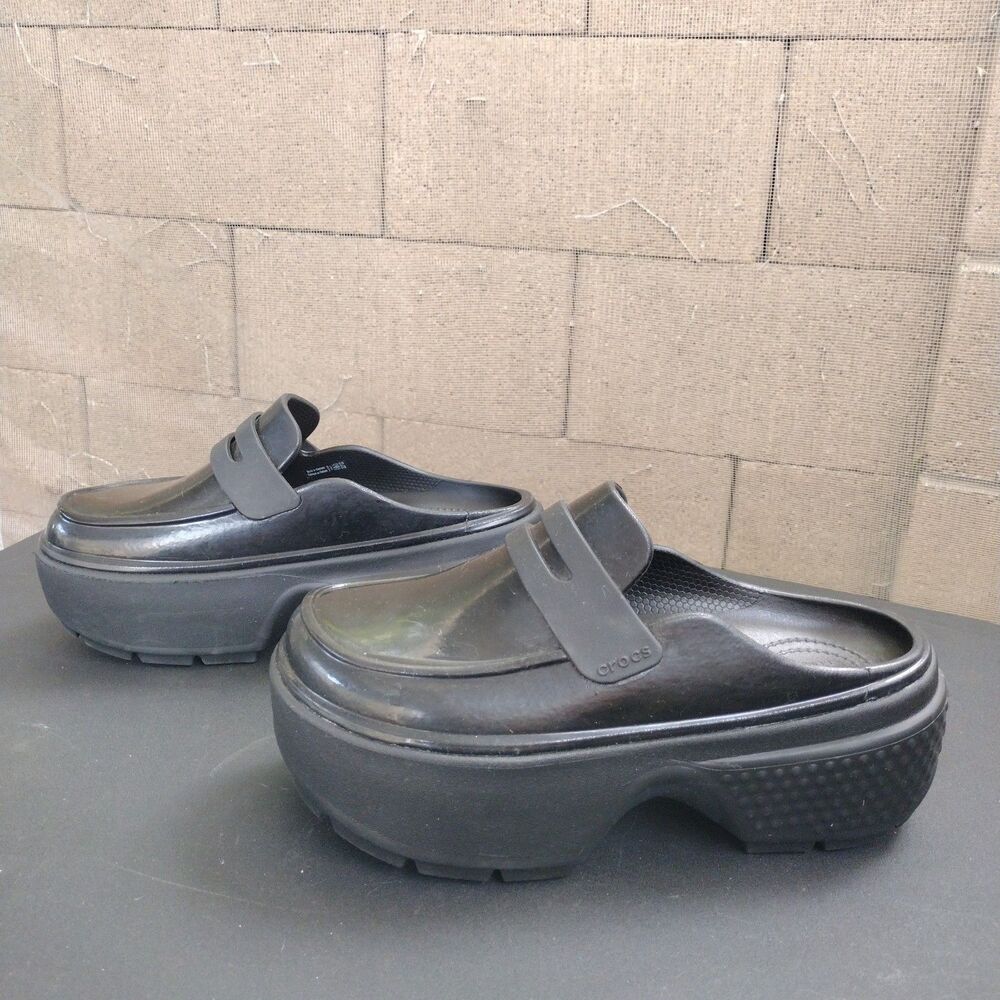 Crocs Stomp Platform Loafer Womens Sz 7 Black Slip-On Goth Mule Classic Witchy